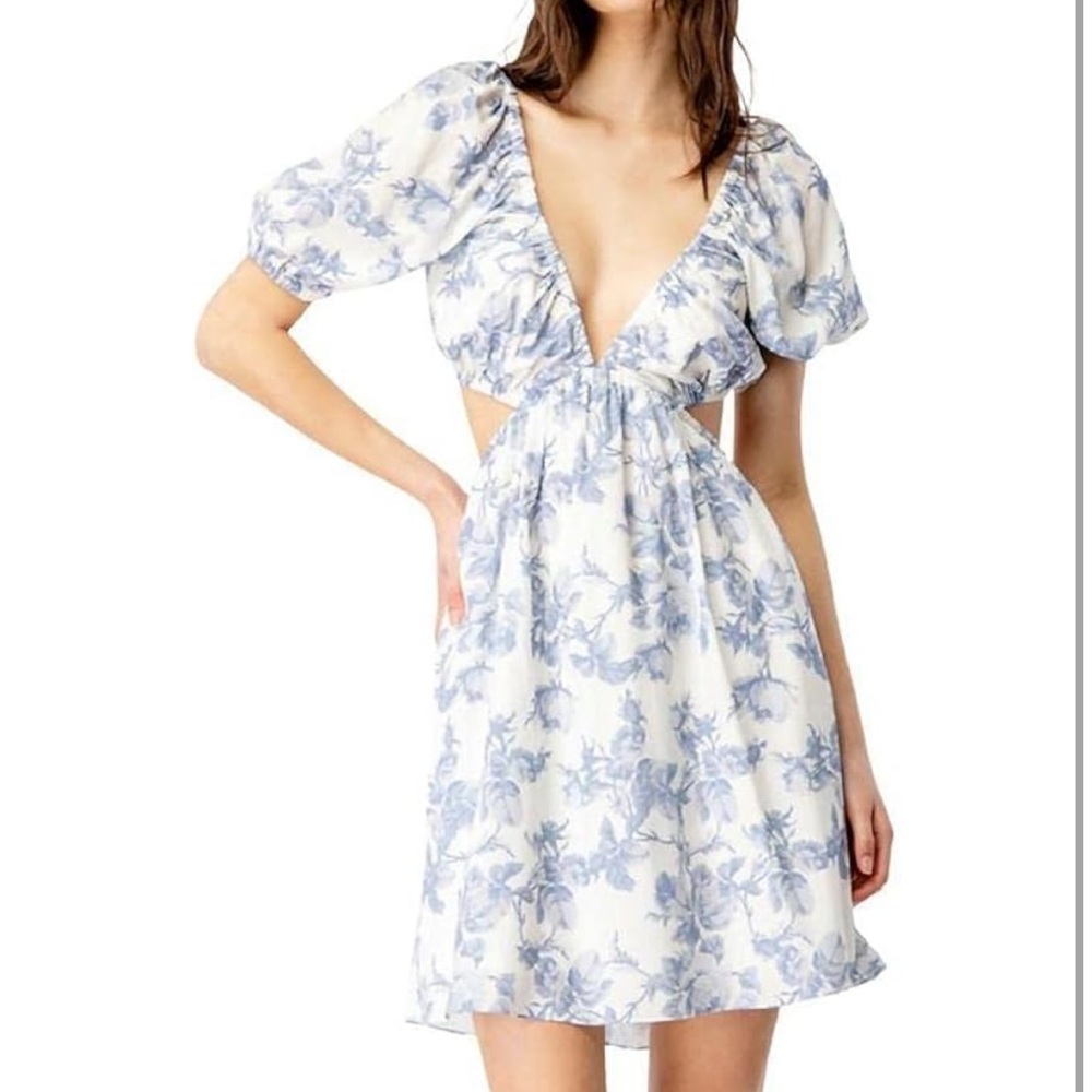 Bardot Blue Pattern Cutout Dress